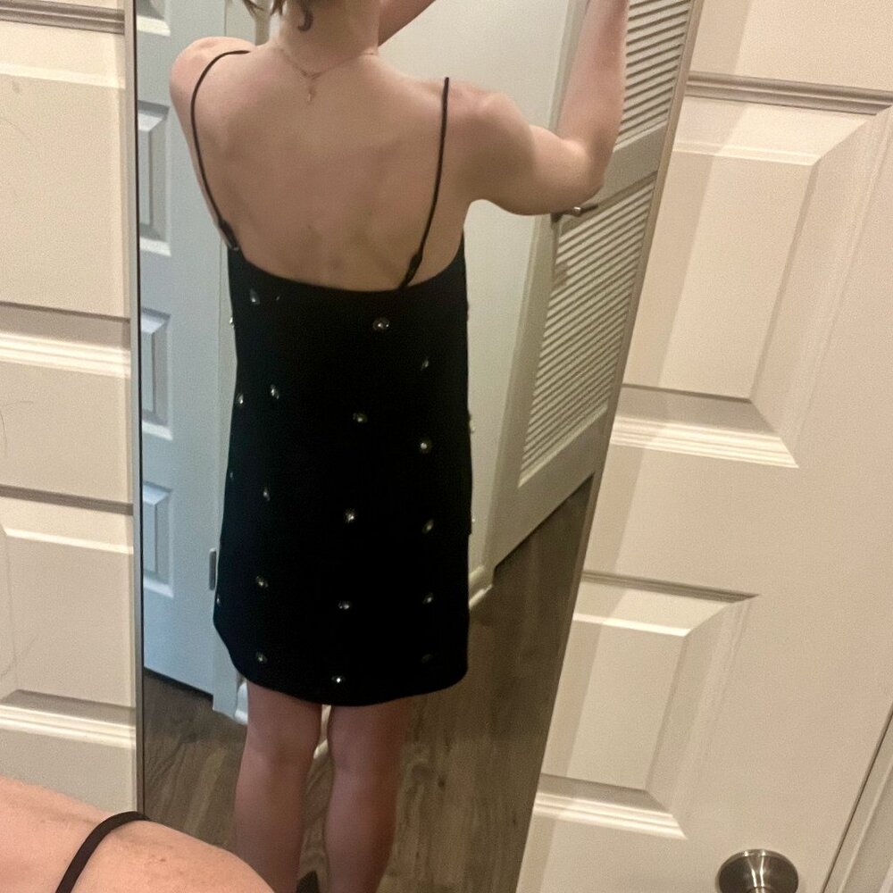 H&M Black Slip Dress with Faux Pearl Embellishments - Picture 6 of 9